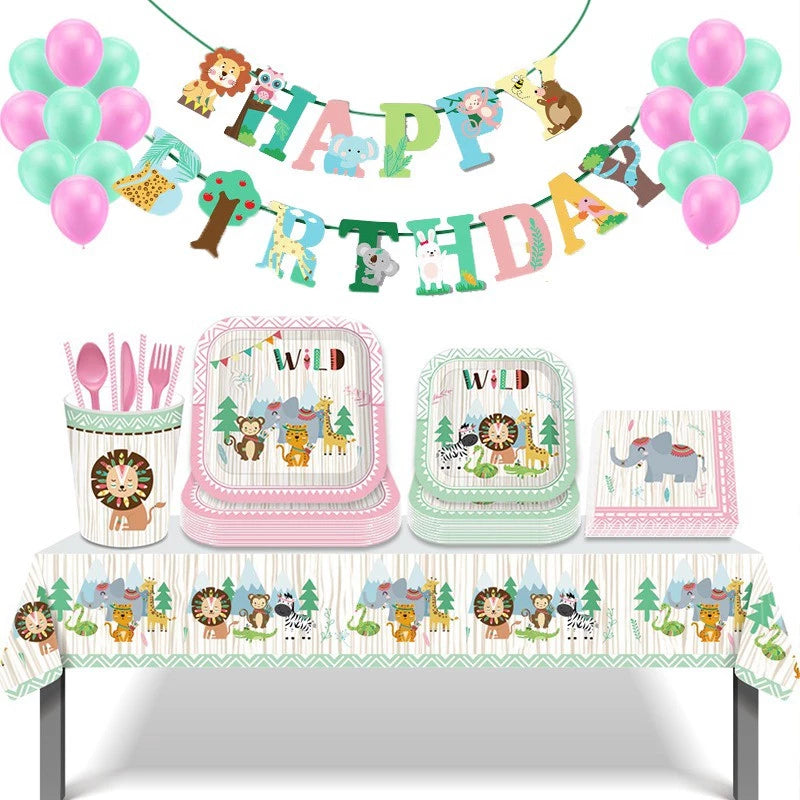 Wild Animal Plates Tableware, 8 PCS