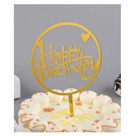 Round Happy Birthday Cake Topper