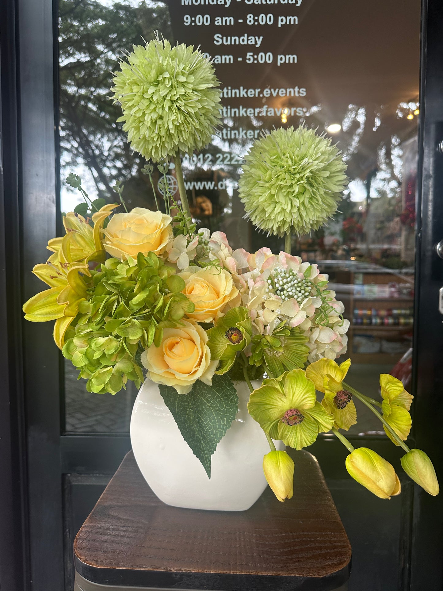 Lime Glow Artificial Flower in Vase