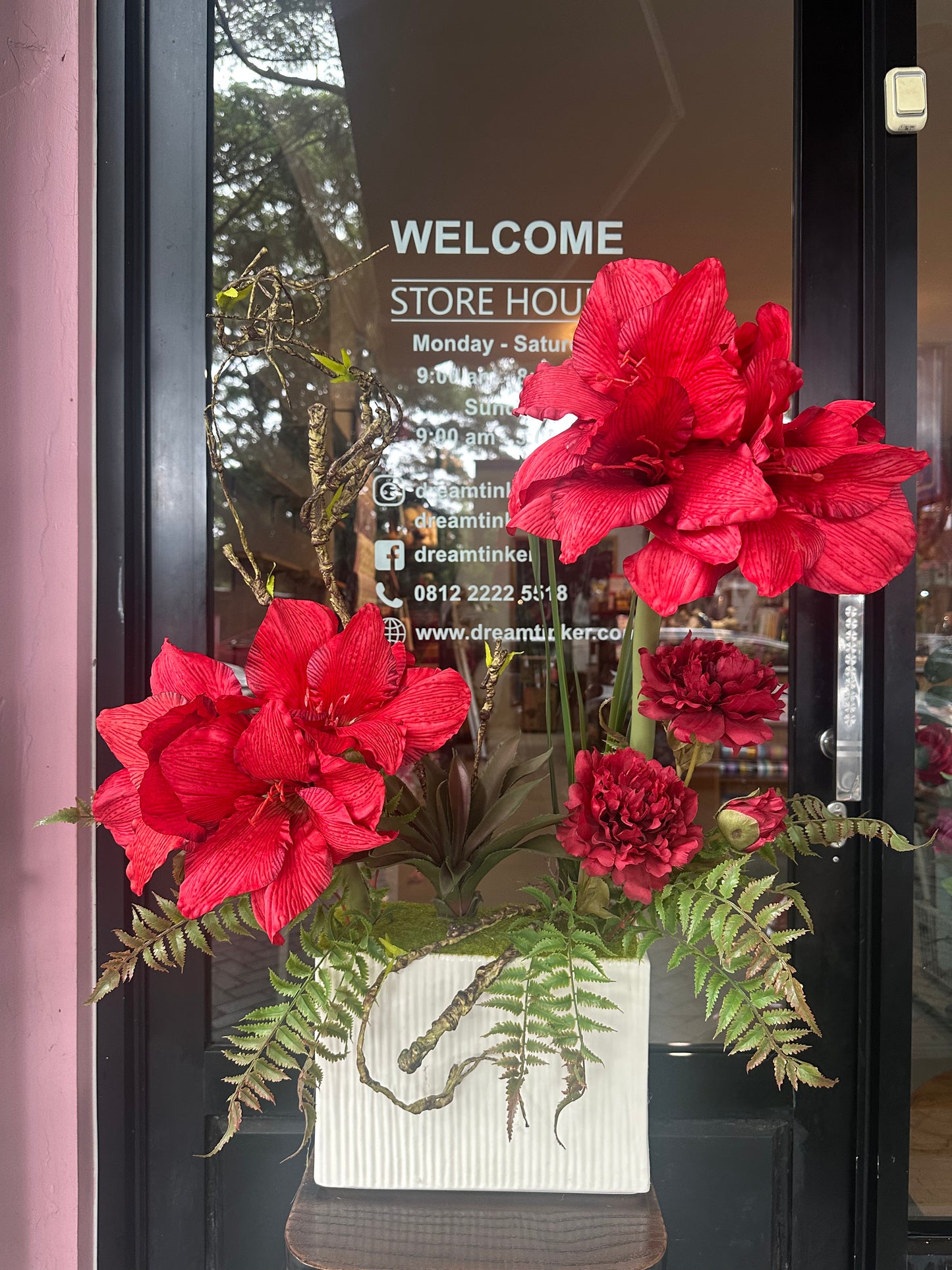 Crimson Embrace Artificial Flower in Vase