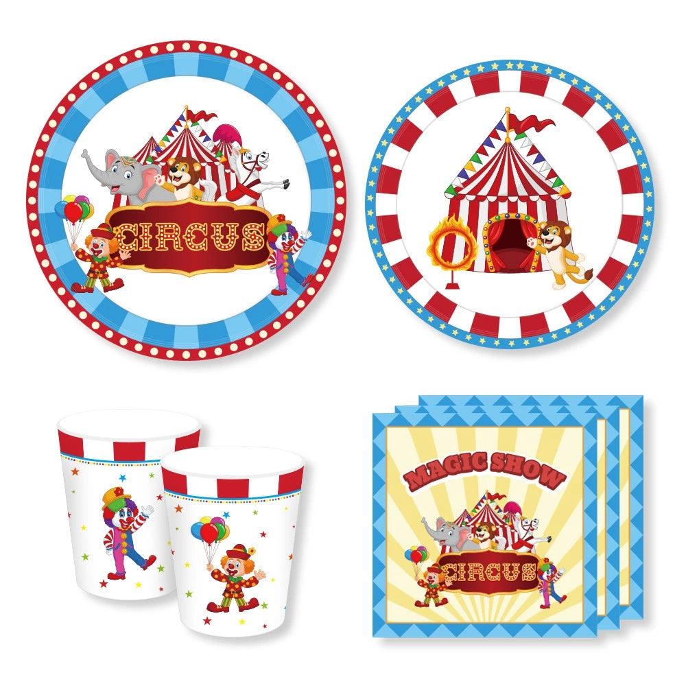 Circus Plates Tableware, 8 PCS