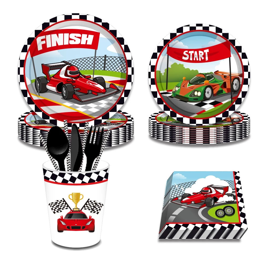 Race Car Plates Tableware, 8 PCS