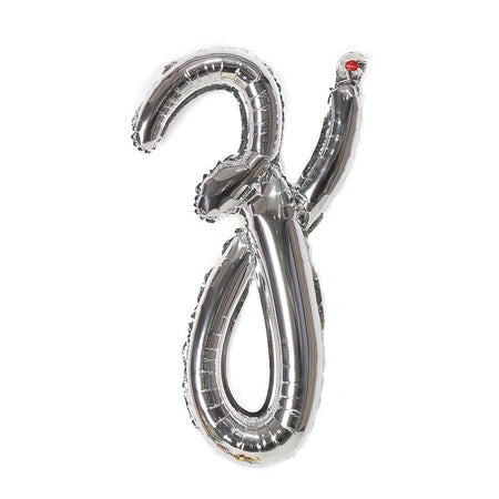 Cursive Letters Silver Foil Balloon, 18 inch
