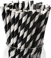 Black Stripe Paper Straws
