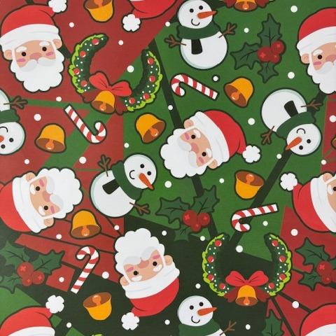 Santa Bell Red Green Wrapping Paper, Small