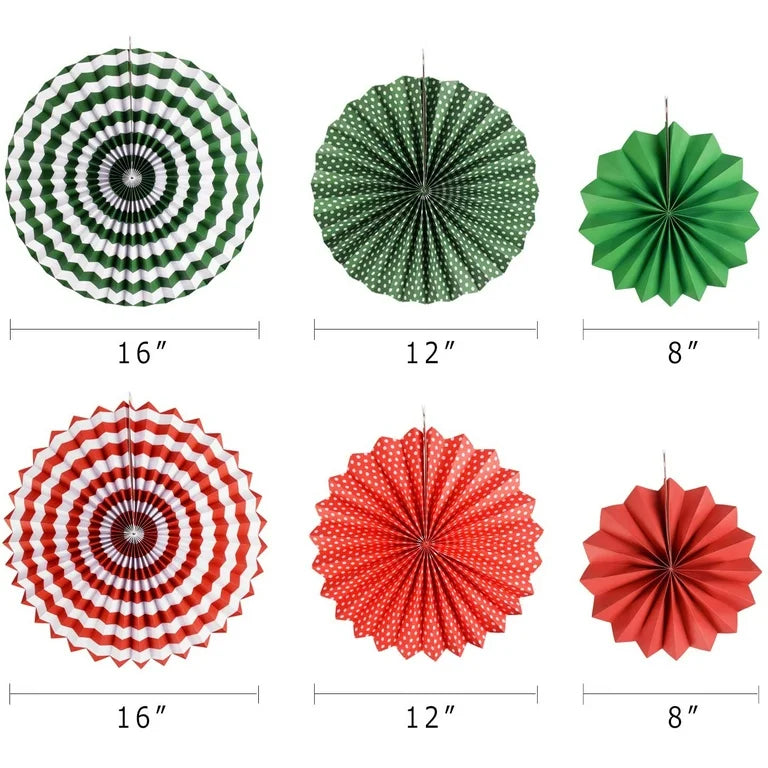 Red And Green Paper Fan Decorations