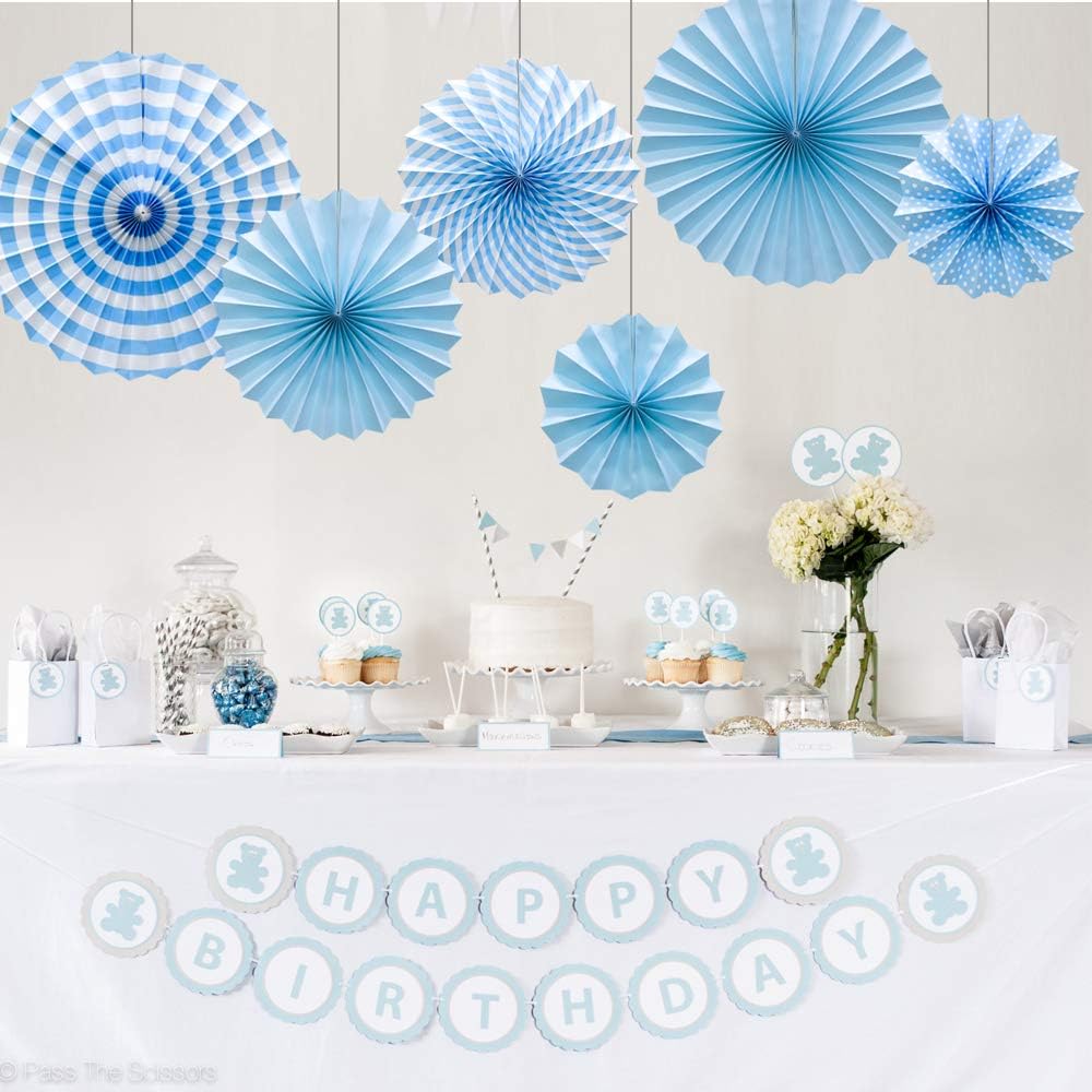 Blue Paper Fan Decorations