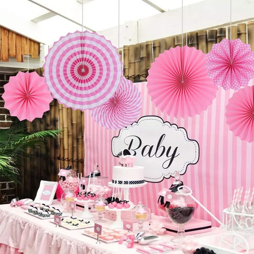 Hot Pink Paper Fan Decorations