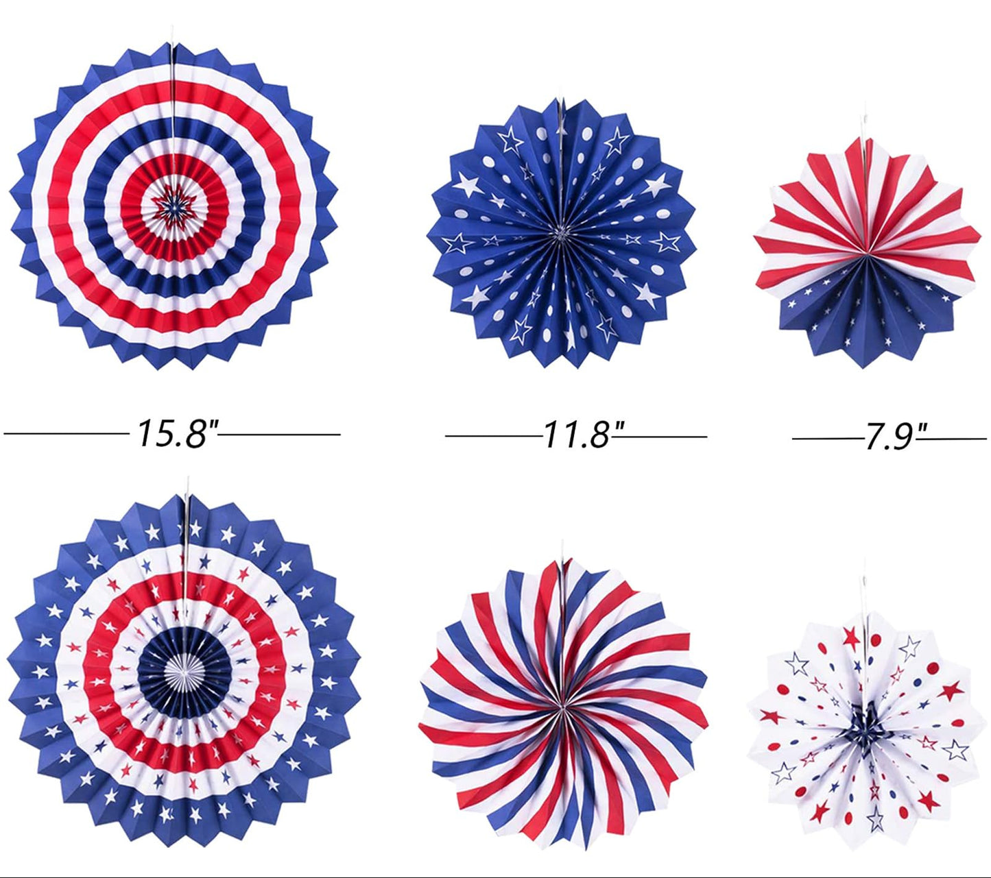 Red White Blue Paper Fan Decorations