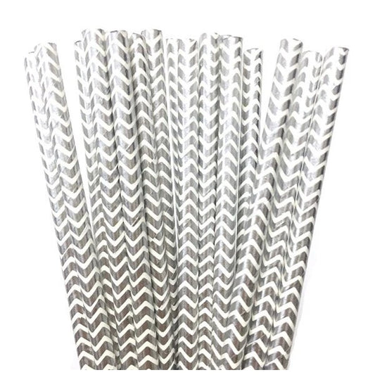 Silver Zigzag Paper Straws