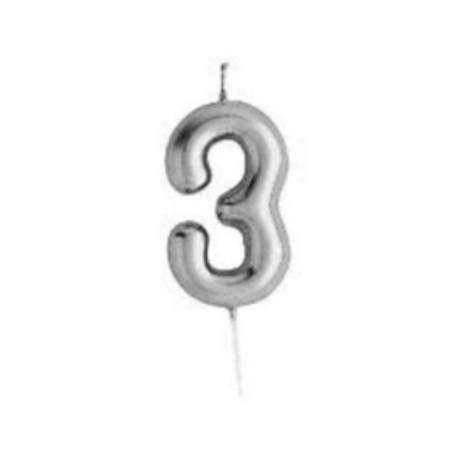 Silver Number Candle Happy Birthday
