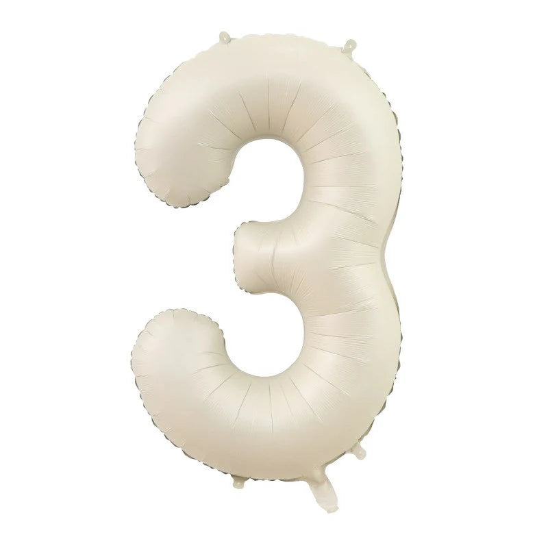 Cream Number Foil Balloon, 80 cm