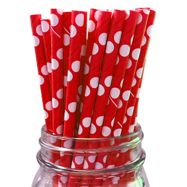 Red with White Polka Dot Paper Straws
