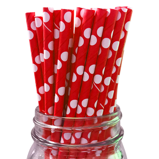 Red with White Polka Dot Paper Straws