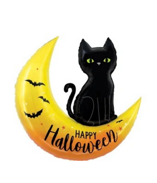 Halloween Cat on Moon Balloon Foil