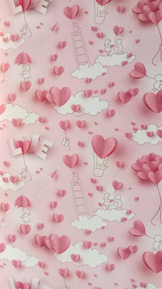 Love Heart Motif Wrapping Paper, Small