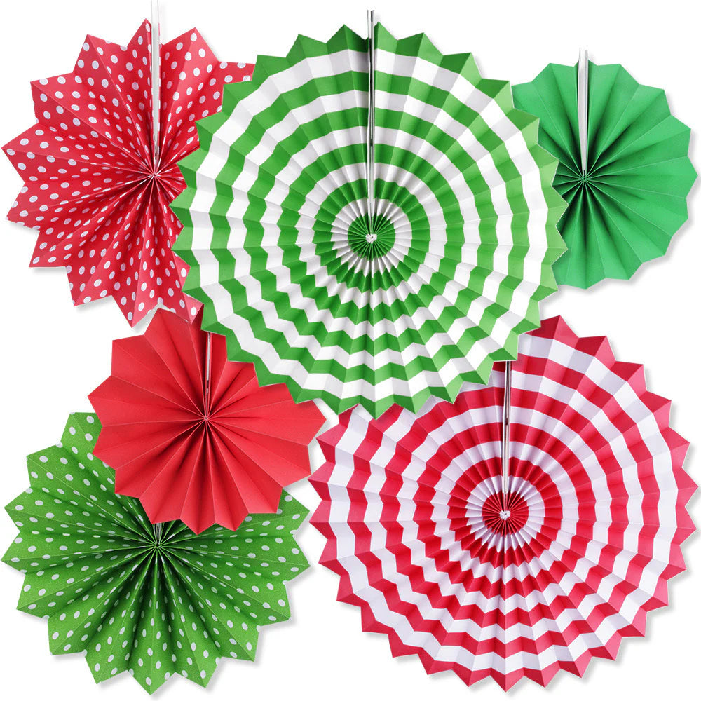 Red And Green Paper Fan Decorations
