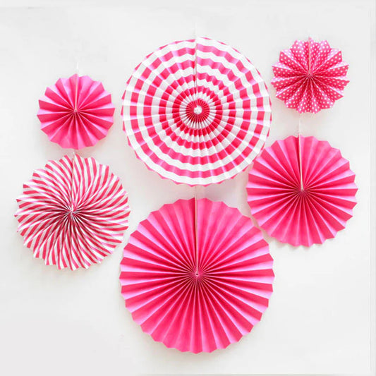 Hot Pink Paper Fan Decorations