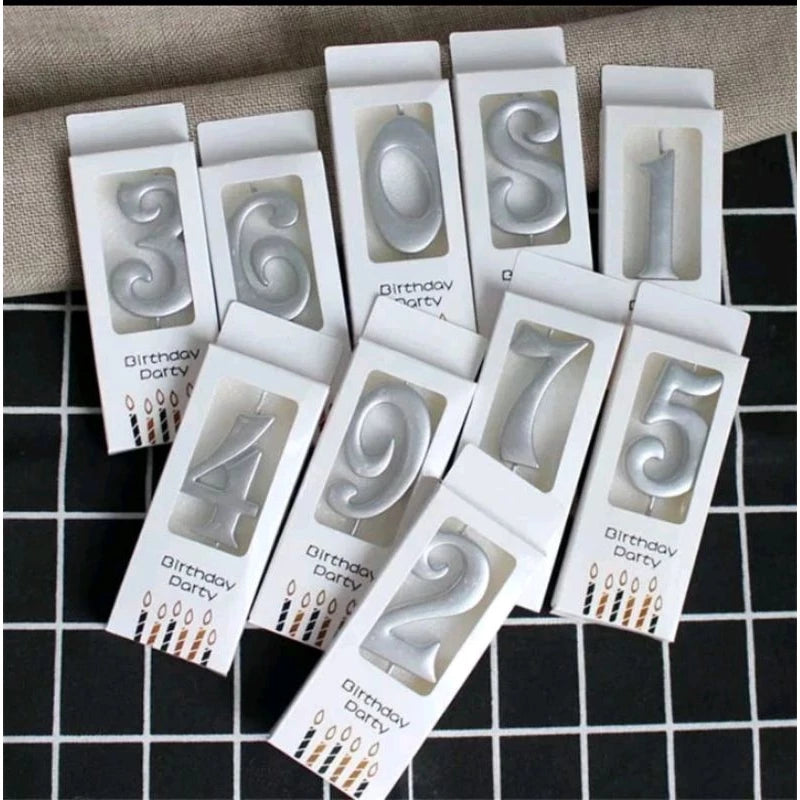 Silver Number Candle Happy Birthday