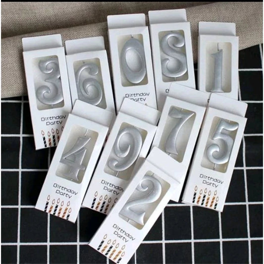 Silver Number Candle Happy Birthday