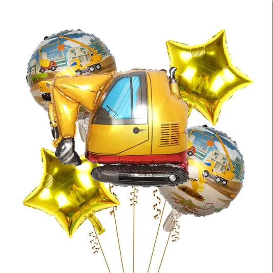 Construction Excavator Foil Balloons Set