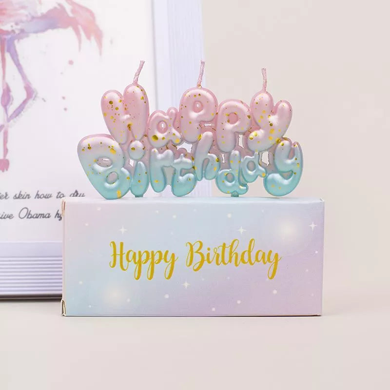 Metallic Gradation Candle Happy Birthday