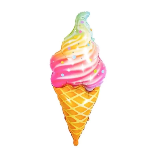 Ice Cream Theme Cone Rainbow Foil Balloon