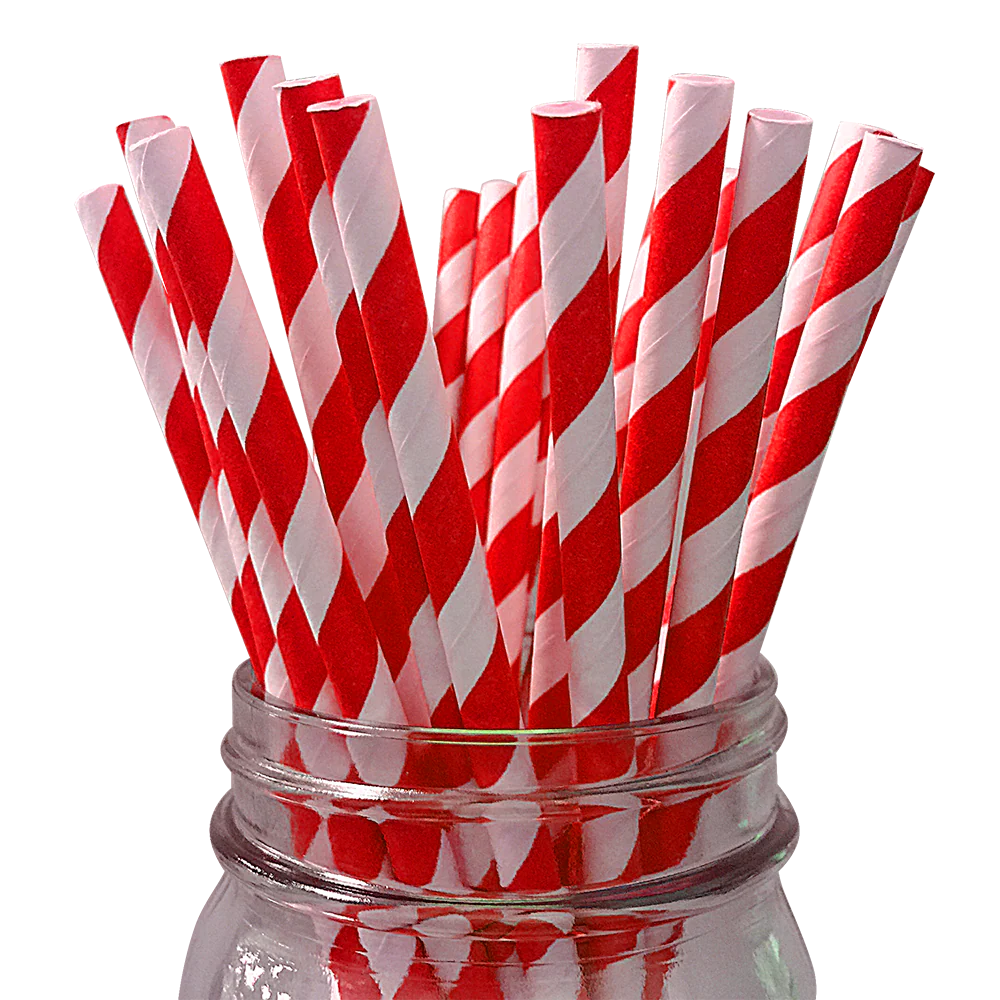 Red Stripe Paper Straws