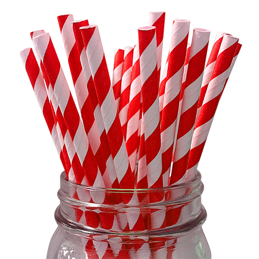 Red Stripe Paper Straws