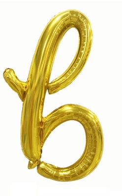 Cursive Letters Gold Foil Balloon, 18 inch