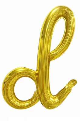 Cursive Letters Gold Foil Balloon, 18 inch