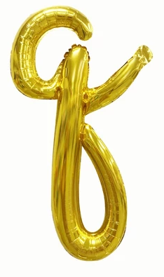Cursive Letters Gold Foil Balloon, 18 inch