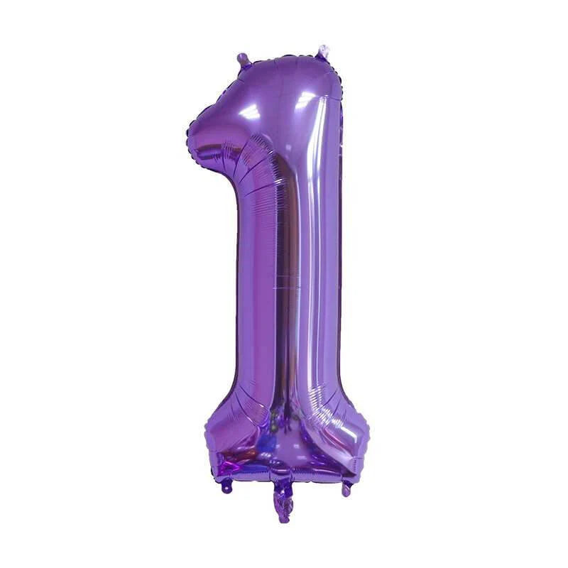 Purple Number Foil Balloon, 80 cm