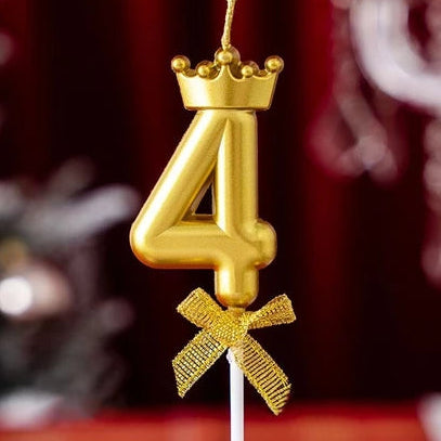 Gold Crown Number Candle Happy Birthday
