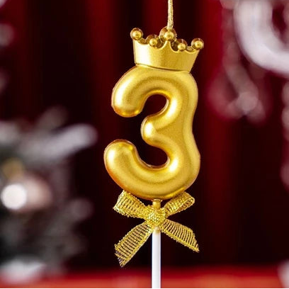 Gold Crown Number Candle Happy Birthday