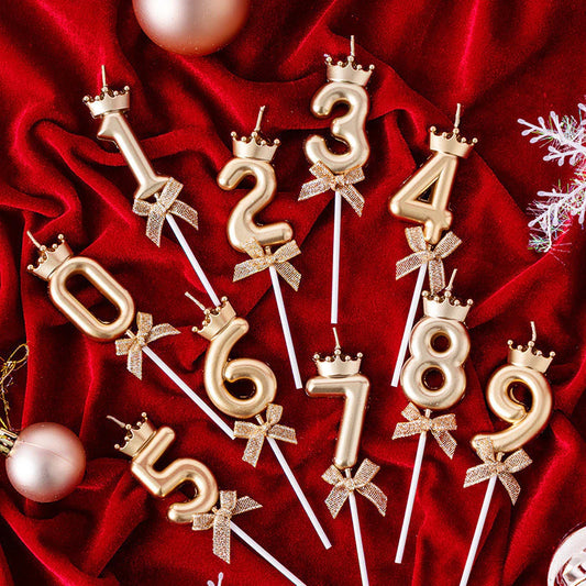 Gold Crown Number Candle Happy Birthday